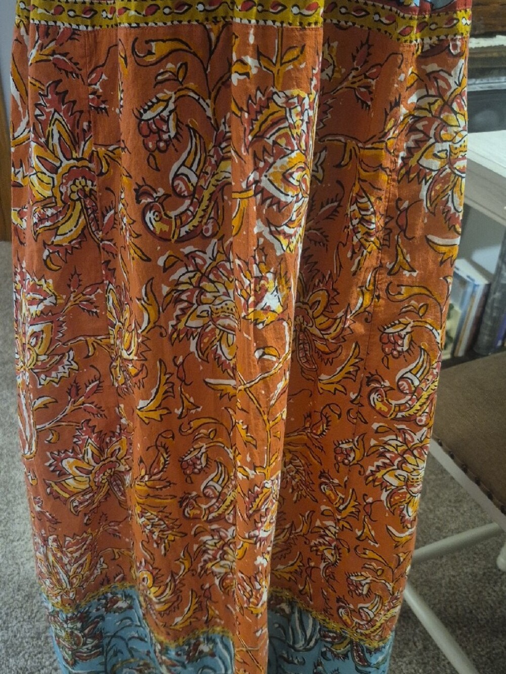 Sundance Floral Tiered Maxi Dress in Orange and Blue - Picture 5 of 14